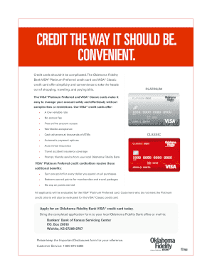 Oklahoma Fidelity Bank VISA Credit Card Application