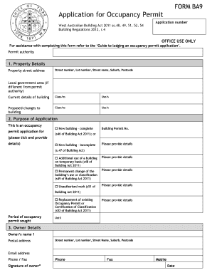 Application for Occupancy Permit