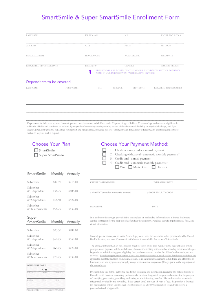 Fillable Online Your Personal Dental Plans Dental Health Services Fax