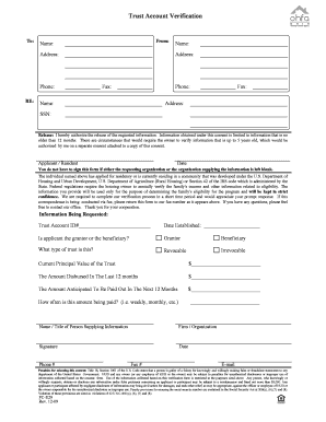 Trust Account Verification Form