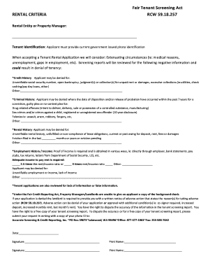 Washington Fair Tenant Screening Act Form