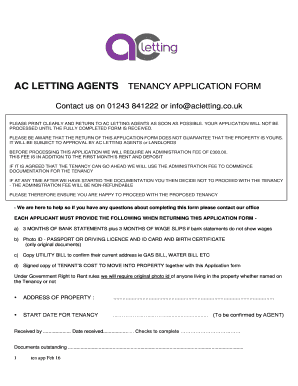 UK Tenancy Application Form