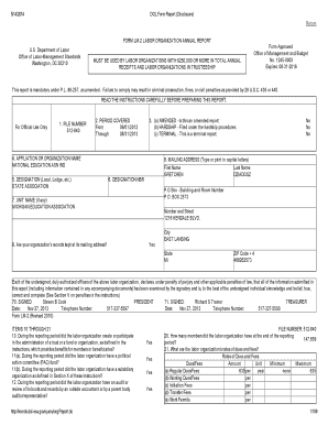 US Labor Organization Annual Report Form LM-2