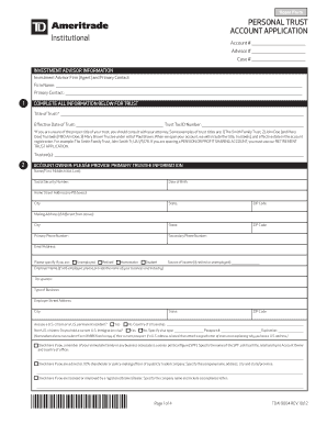 Personal Trust Account Application