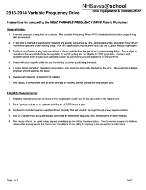 NE&C Variable Frequency Drive Rebate Worksheet