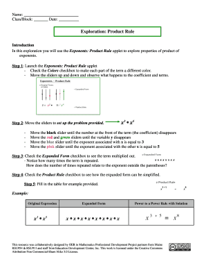 Exponents Product Rule Worksheet