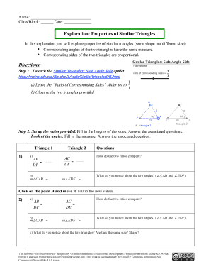 Similar Triangles Exploration Worksheet
