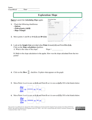 Slope Calculation Worksheet