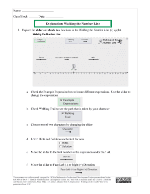 Walking the Number Line Math Worksheet