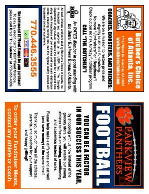Butcher's Choice Fundraiser Order Form