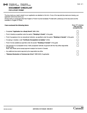 Canada Study Permit Document Checklist