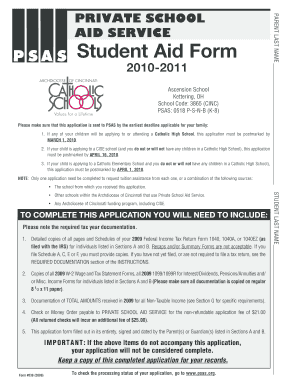 Private School Aid Form