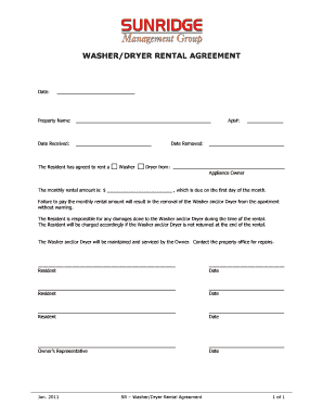 Washer/Dryer Rental Agreement