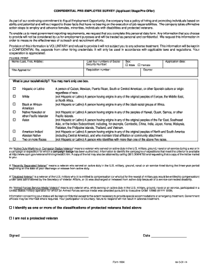 Pre-Employment Diversity Survey Form
