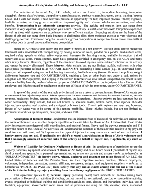 Assumption of Risk Waiver for House of Air