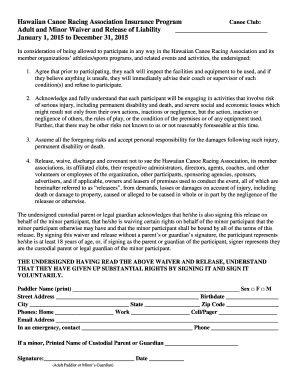 Hawaiian Canoe Racing Association Waiver
