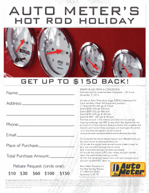 Auto Meter Hot Rod Holiday Rebate Form