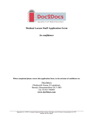 Medical Locum Staff Application Form