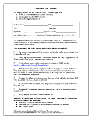 New Hire Checklist Form