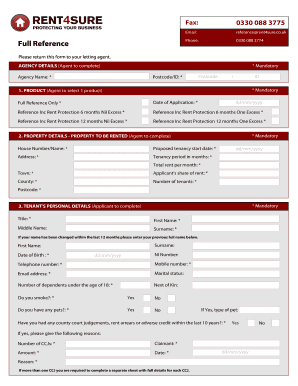 UK Tenant Reference Form