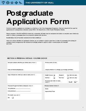 Postgraduate Application Form