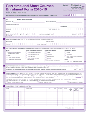 Part-time and Short Courses Enrolment Form
