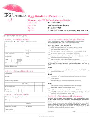 IPS Umbrella Application Form