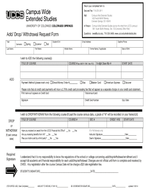 UCCS Add Drop Withdrawal Request Form