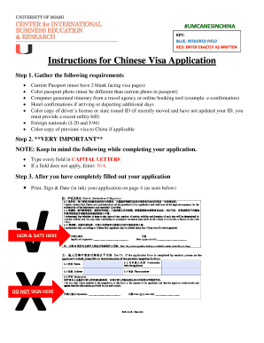Chinese Visa Application Form