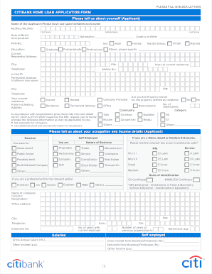 Citibank Home Loan Application Form