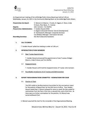 An Organizational meeting of the Lethbridge Public Library Board was held at 5 - lethlib
