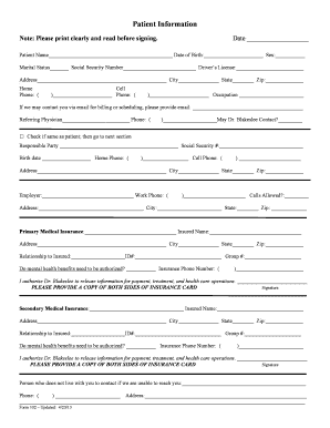 Patient Information Form