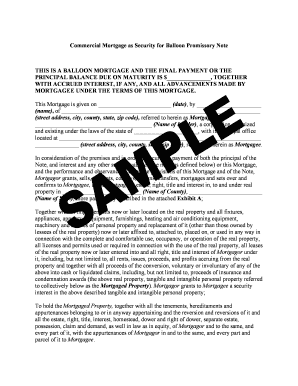 Commercial Mortgage as Security for Balloon Promissory Note