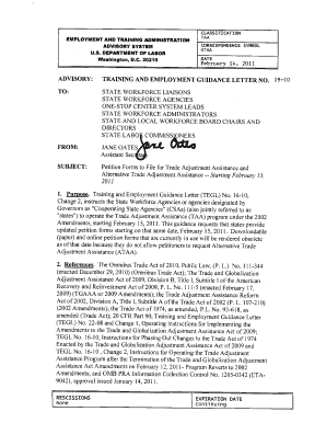 Petition for Trade Adjustment Assistance (TAA) and Alternative Trade Adjustment Assistance (ATAA)