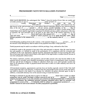 Promissory Note with Balloon Payment