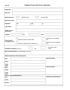 Registered Person Data Form