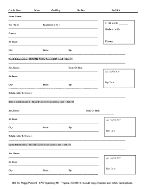 AQHA Horse Show Entry Form