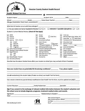 Houston County Student Health Record