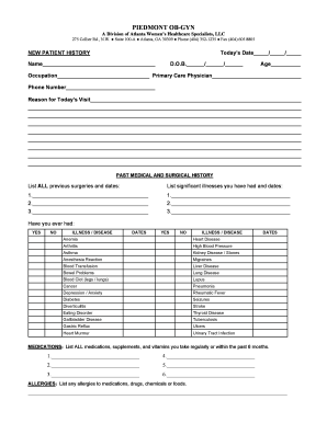 New Patient History Form