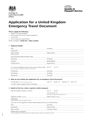 UK Emergency Travel Document Application