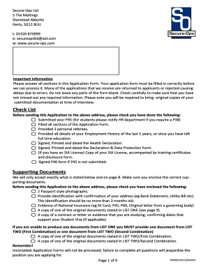 UK Employment Application Form