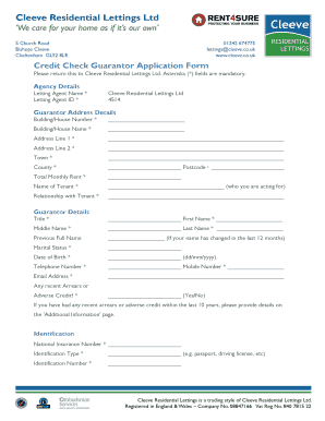 Credit Check Guarantor Application Form