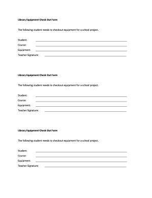 Library Equipment Check Out Form