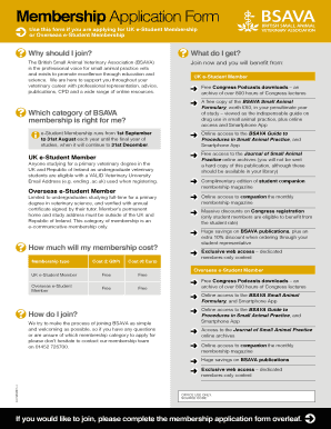 BSAVA UK e-Student Membership Application Form