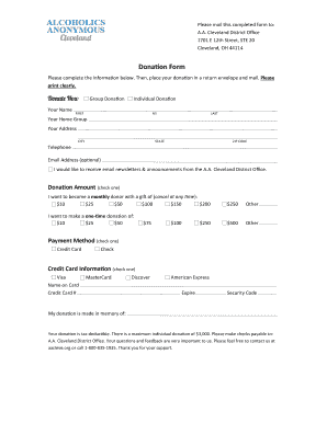 A.A. Cleveland District Office Donation Form