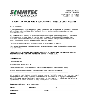 California Resale Certificate
