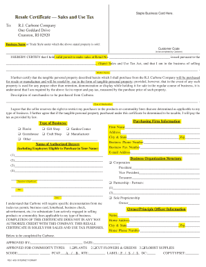 Resale Certificate