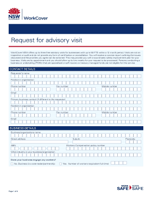 WorkCover NSW Advisory Visit Request Form