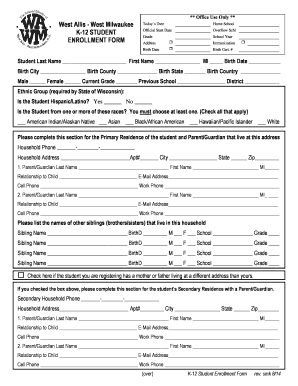 K-12 Student Enrollment Form