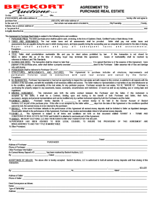 Indiana Real Estate Purchase Agreement